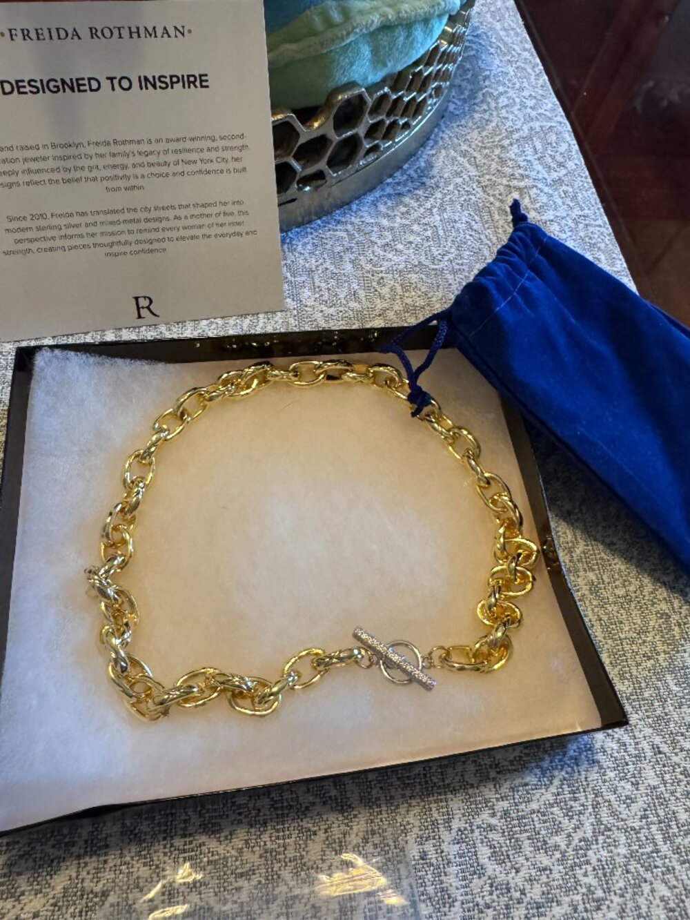 🎁 Giftable - Freida Rothman Vault NWT Heavy Chunky Chain Necklace Pave Toggle